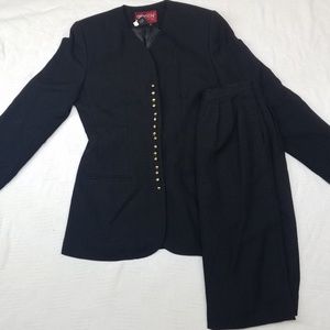 Vintage Sasson Black Blazer Pencil Skirt Suit Set